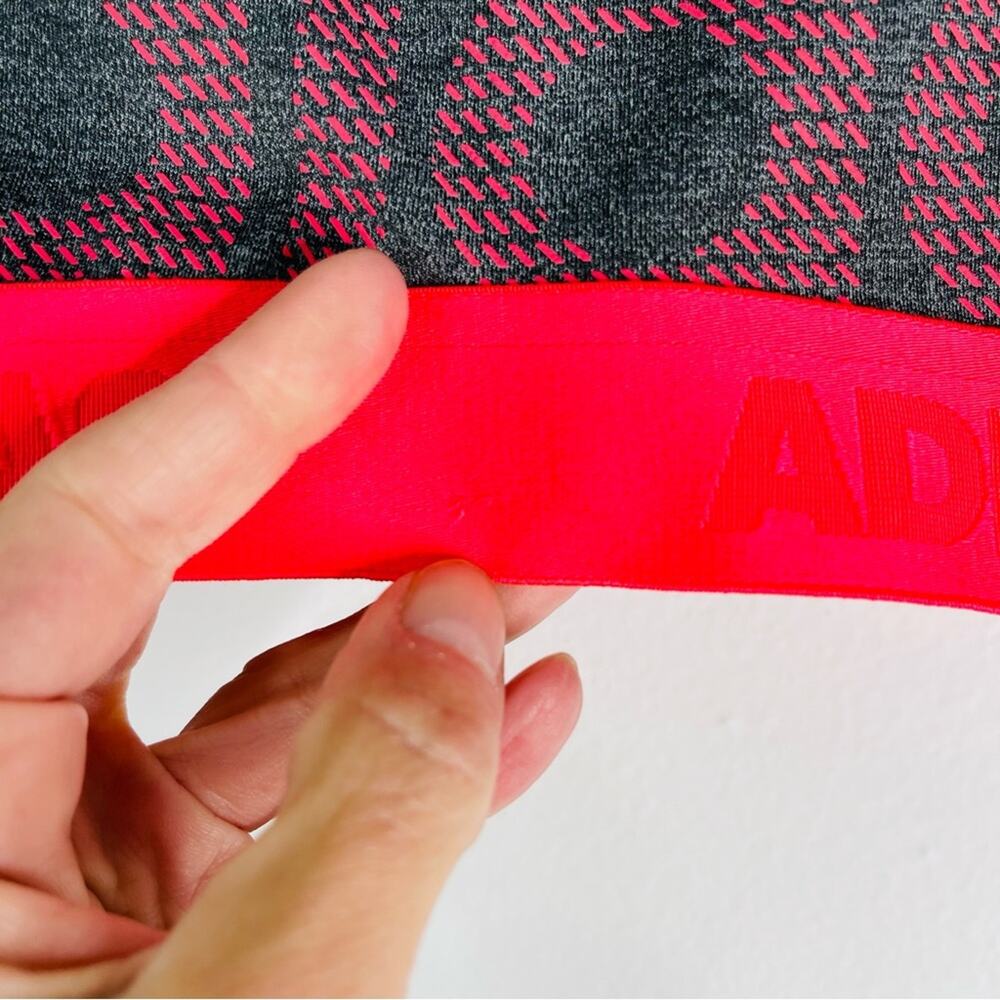 Adidas grey pink logo athletic activewear gym yoga sports bra small - Picture 3 of 5